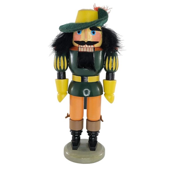 Vintage Expertic GDR Erzgebirge 9” Musketeer Wood Nutcracker Label - Picture 1 of 9